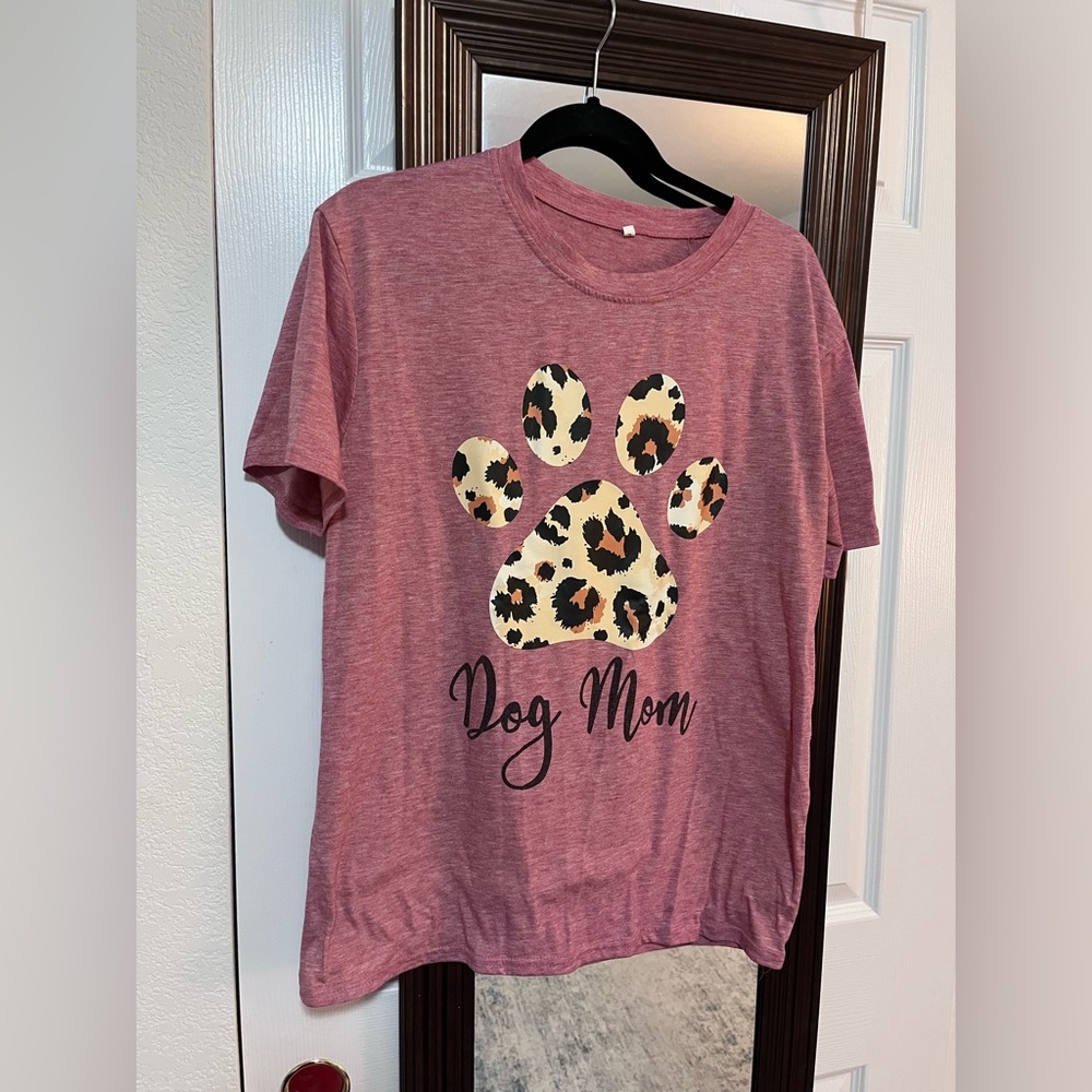 Pink leopard print dog mom shirt